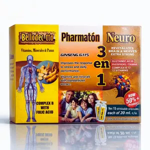 Hierro Multi-Vitaminico 3 en 1 - 15 (20ml Drinkable Shots) Bello Neuro Farma -  Daily Energy & Wellness Support (15 x 20mL)