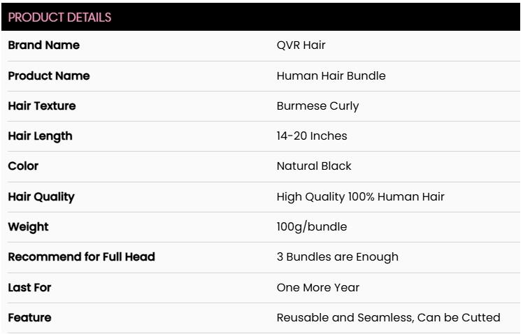 QVR Burmese Curly Hair Bundle With Spiral curls Double Drawn Virgin Human Hair Weave