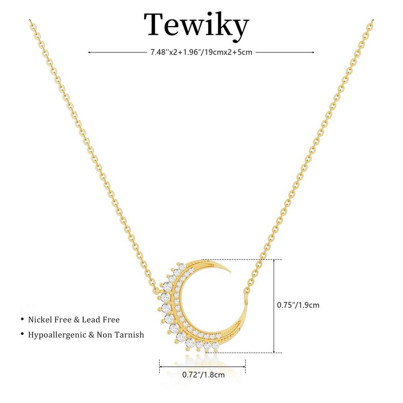 Tewiky Sun Moon Pendant Necklace for Women Men, Golden CZ Dainty Cute Minimalist Shining Gemstone Turquoise Chain Choker Sunflower Jewelry Gifts