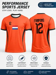 2026 Netherlands National Team Soccer Apparel Jersey, Men's Quick-Dry Training T-Shirt, Breathable Mesh Fan Gear, Ergonomic Sports Wear