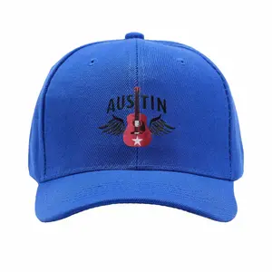 Austin - style red guitar with wing and star Unisex Adjustable outdoor sports hat Truck driver baseball cap