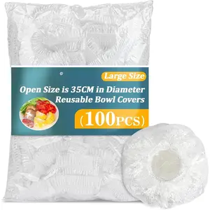 100 Bowl Covers Bread Proofing -  Plastic Wrap for  Sourdough Bread Baking Rising Elastic  Plate Covers Outdoor  Fresh Keeping Bags Shower Cap Hair Deep Conditioning