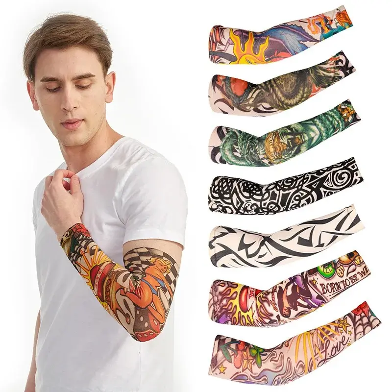6 Pcs Tattoo Sleeves Sun Protection Men Women Summer Seamless Arm Cover Cool Outdoor Cycling Breathable Cycling Tattoo Sleeves