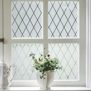 Lattice Frosted Window Film Window  Film Static Cling Window Vinyl Opaque Glass Sticker Non Adhesive Anti-UV 17.7x78.7 inches