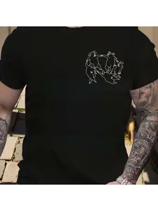 Matisse's new summer short-sleeve T-shirt for men and women, featuring dancing dogs and pigs, art-inspired pure cotton top, couple's trendy outfit