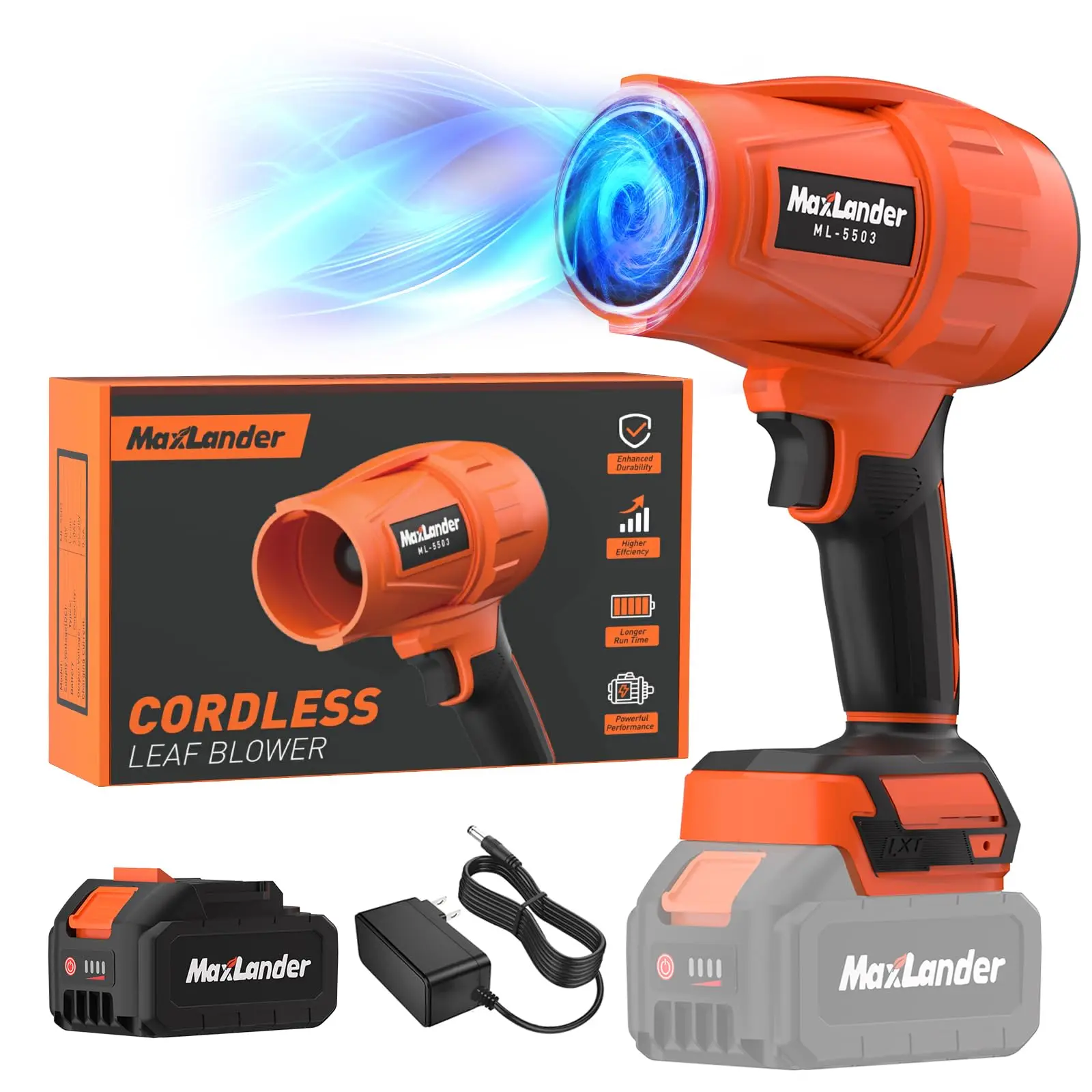 Leaf Blower Cordless, 21V Electric Handheld Leaf Blower with 3.0Ah Battery,  Battery Blowers with for Lawn Care, Patio Cleaning, Blowing Leaves and Dust Wireless Handheld Blower Lightweight Leaf Blowers
