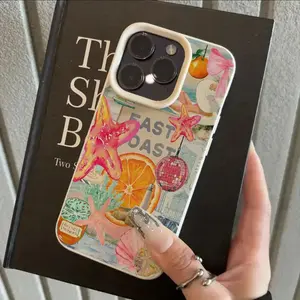 Phone Case - Colorful Starfish Shell Label Light Ball Pattern Phone Case for Iphone X/11/12/13/14/15/16/17/Plus/Pro/Promax, Business Anti-Fall High-Value Imitation Leather Protective Case, Suitable As Halloween, Christmas, Birthday Gifts for Family