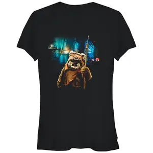 Junior's Star Wars Tree Village Wicket Ewok T-Shirt