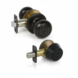 Bedford Matte Black Entry Knob with Matching Single Cylinder Deadbolt Combo Pack
