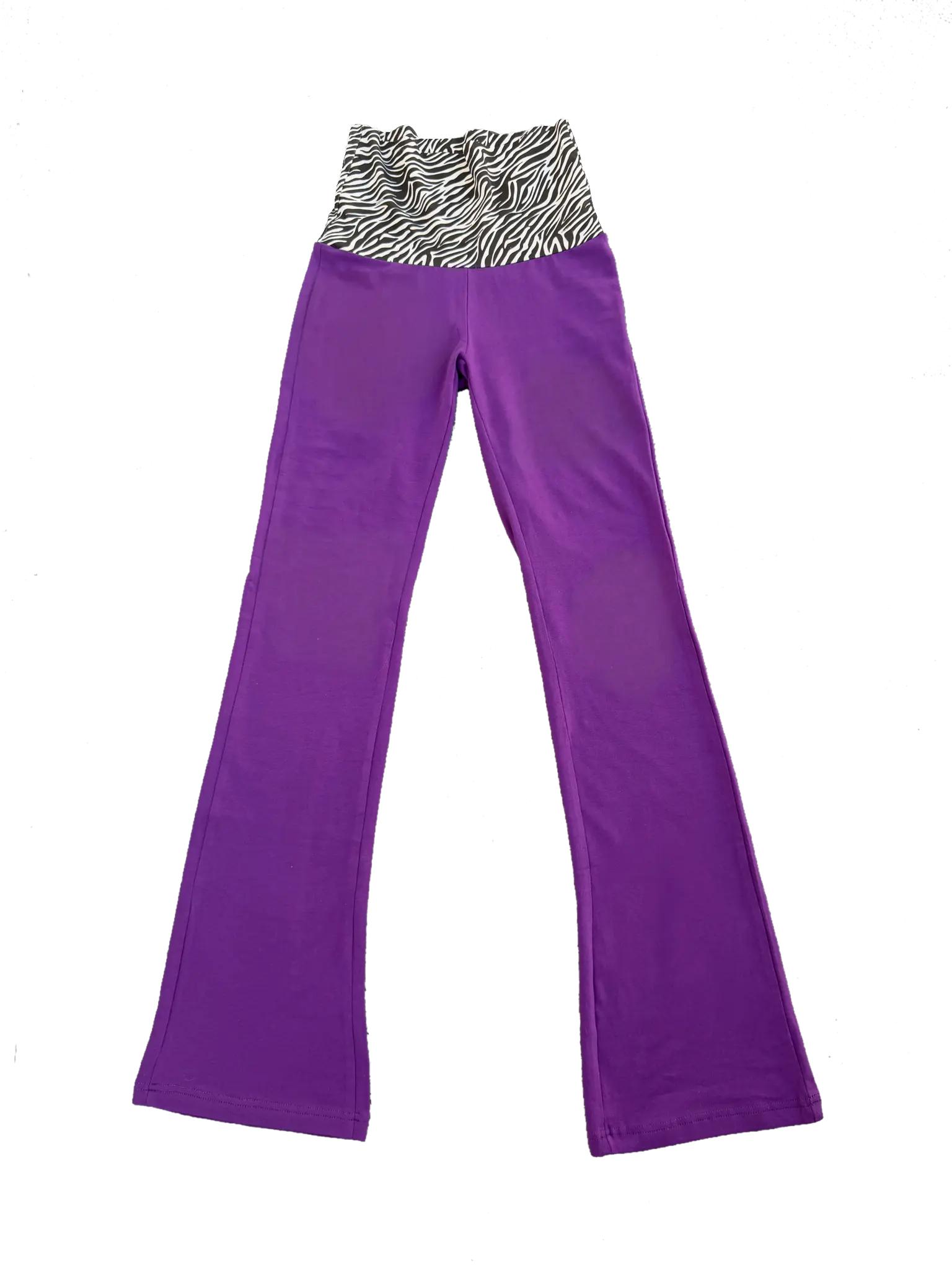 Zebra Foldover Purple Flare Bottom Yoga Pant 2010s nostalgia y2k trendy leggings pants