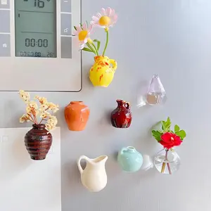 Mini Ceramic Design Fridge Decorating Magnet, 8 Counts/set Creative Mini Ceramic Design Fridge Magnet, DIY Fridge Magnet for Flower Home Decoration, Refrigerator Decorating Magnet, Homedecor