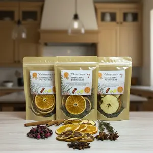 Holiday Stovetop Potpourri Xmas Simmer Pot Kit Dried Orange Apple Pieces Potpourri Simmer Pot Room Air Freshener Sachet Botanical Bowl Filler Gift Decor for Holiday Xmas Decor Home Kitchen