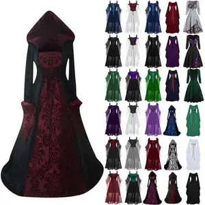 Long Sleeve Maxi Dress with Hood ~~~Medieval Renaissance Gowns