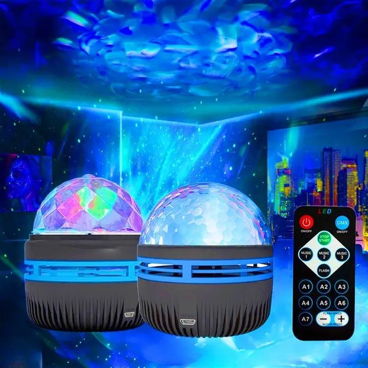 LED Star Galaxy Projector Lamp Spotlight Colorful Rotating Magic Ball Bedroom Atmosphere Lamp Bar KTV Disco Party Stage Light Ripple