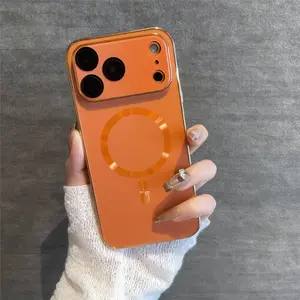 Shiny Magnetic Lens Protective Phone Case for iPhone 17,16,16 Plus,15,14 - Shockproof Polycarbonate (PC) Cover with Customized TPU Accents, Outdoor-Ready Mobile Accessories