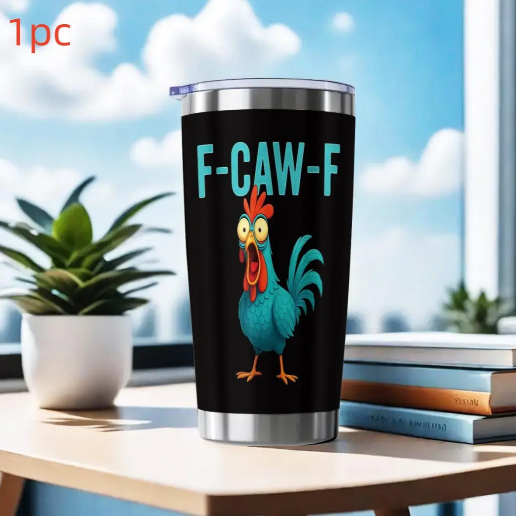 1pc 20oz - F-CAWF Chicken Coffee Cup Tumbler For Adults Steel Reusable Drinkware Tumbler Unique Humor Gift For Friends Coworkers Or Family Who Love Sarcasm Funny Dad Tumbler