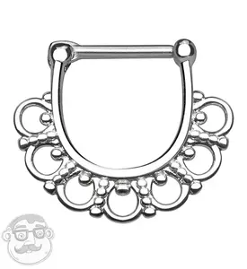 Tribal Fan Stainless Steel Septum Clicker