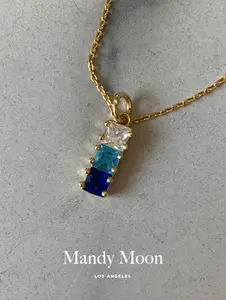 Sapphire Birthstone Charm Necklace with 17 Inch Chain - 18K Gold Filled