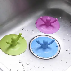 Random Color Silicone Sink Stopper, 1 Count Creative Cartoon Design Sink Drain Stopper, Sink Accessories For Kitchen & Bathroom