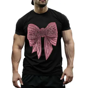 Glamorous and Chic T - Shirt: Stunning Embellished Bow Graphic for a Touch of Elegance