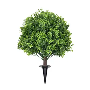 Spring and summer artificial holly, Faux plastic shrubs, ball-shaped jungle shrubbery belt for ground planting - Realistic green plants that resist UV rays, suitable for indoor/outdoor, garden, courtyard decoration - Low maintenance, dense le
