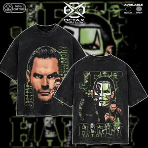 [Octa-X] Jeff Hardy Charismatic Enigma Vintage Graphic T-Shirt - Neon Green Face Paint WWE Wrestling Fan Tee - Retro Washed Oversized Streetwear - Extreme Icon Design - Classic Pro Wrestling Tribute Shirt for Men & Women
