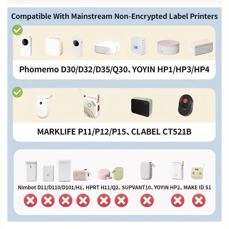 8 rolls of thermal label set (laser, transparent, white combo) D30 thermal labels D30 label tape 12*40mm white adhesive label paper suitable for P15 D35 label tape P11 tape HP4 labels 160 pieces/roll Christmas gift labels