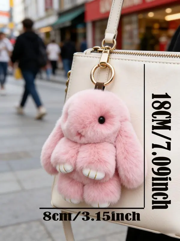 Soft Cute Bunny Pendant,Long-Eared Charm,  Plush Rabbit Keychain Adorable Plush Doll AccessoryBag & Car Key Decoration