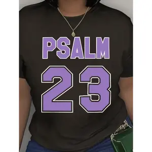 [100% Cotton] Women'S Psalm 23 Jersey Premium-Shirt- Oversized Casual Short Sleeve Round Neck Tee With Bold Green Lettering, Soft Breathable Fabric Holiday Parties& Giving Golf Gift T-Shirt For Men And Women