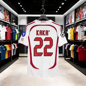 06 07 Away Retro Soccer Jersey KAKA 22# Fan Edition Short Sleeve Jersey White Red