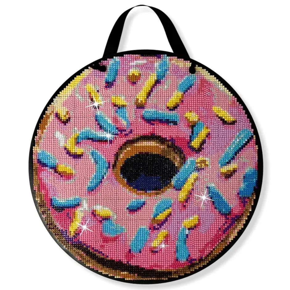 Donut Diamond Painting Kit, ROUND Drills, 12.5" Hanging Sign