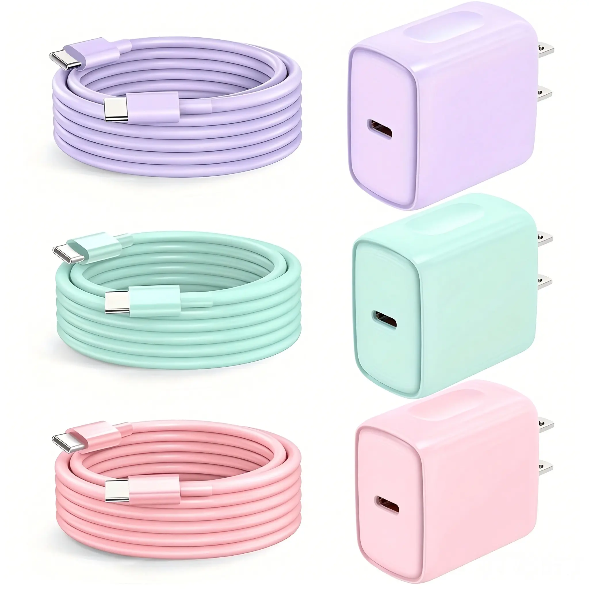 For iPhone 17 Charger, 20W Android Charger Fast Charging Wall USB C Plug with 6Ft USB C to C Cable for iPhone 15-17 Series, Galaxy S25/S24+ And More