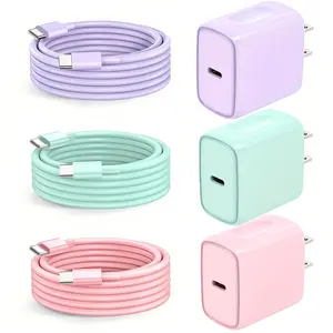 For iPhone 17 Charger, 20W Android Charger Fast Charging Wall USB C Plug with 6Ft USB C to C Cable for iPhone 15-17 Series, Galaxy S25/S24+ And More