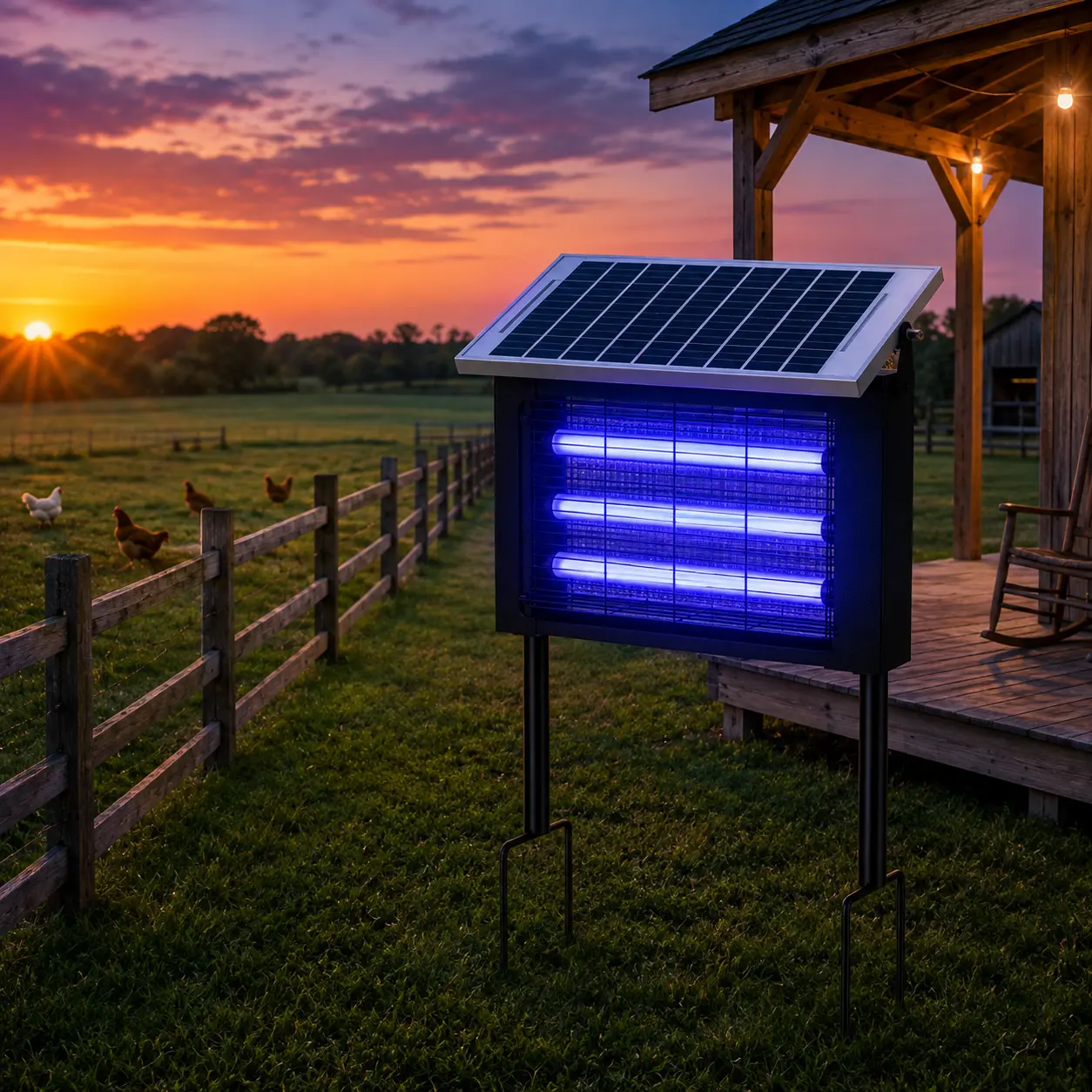 Solar Flying Bug Catcher, Cordless Light-Sensing Mosquito Trap with Dual Solar-USB Power, Patio-Ready Insect Handling Device for Backyard, Outdoor Leisure Use