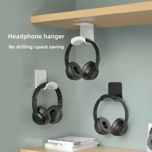No-drill computer headphone hook, headband holder, Bluetooth headset storage, dormitory adhesive wall mount, simple design.