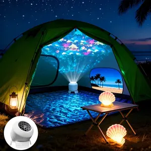 USB Powered Ambient Light Projector - Rotating Ocean Projector, Ocean Wave Projector, Ocean Animal Projection Lamp, Dreamy Dynamic Ocean Projection Light, Night Light, Plug-In Type, with 360-Degree Rotating Base, Christmas Gift