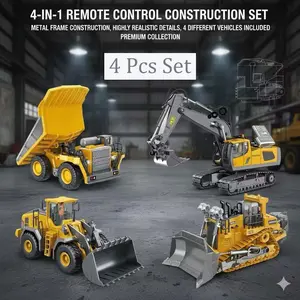 2/3/4-Piece 2.4G High-Tech 11-Channel RC Engineering Vehicle Toys Set, Alloy & Plastic Construction, Remote Control Excavator, Dump Truck, Bulldozer Kit for Indoor & Outdoor Play
