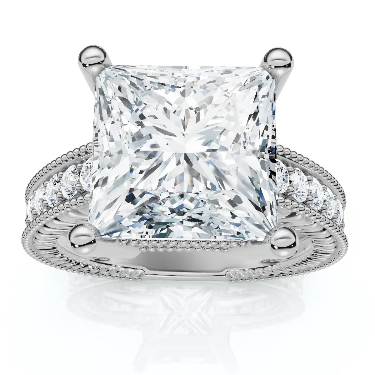 Certified 4 1/5Ct Princess Cut Diamond Vintage Engagement Ring Lab Grown Certified 4 1/5Ct Princess Cut Diamond Vintage Engagement Ring Lab Grown