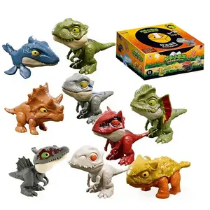 Creative Jurassic Finger Dinosaur Triceratops Tyrannosaurus Model Toys Whimsical Figurines for Kids Finger Biting Dinosaurs Interactive Toy Boy Gift