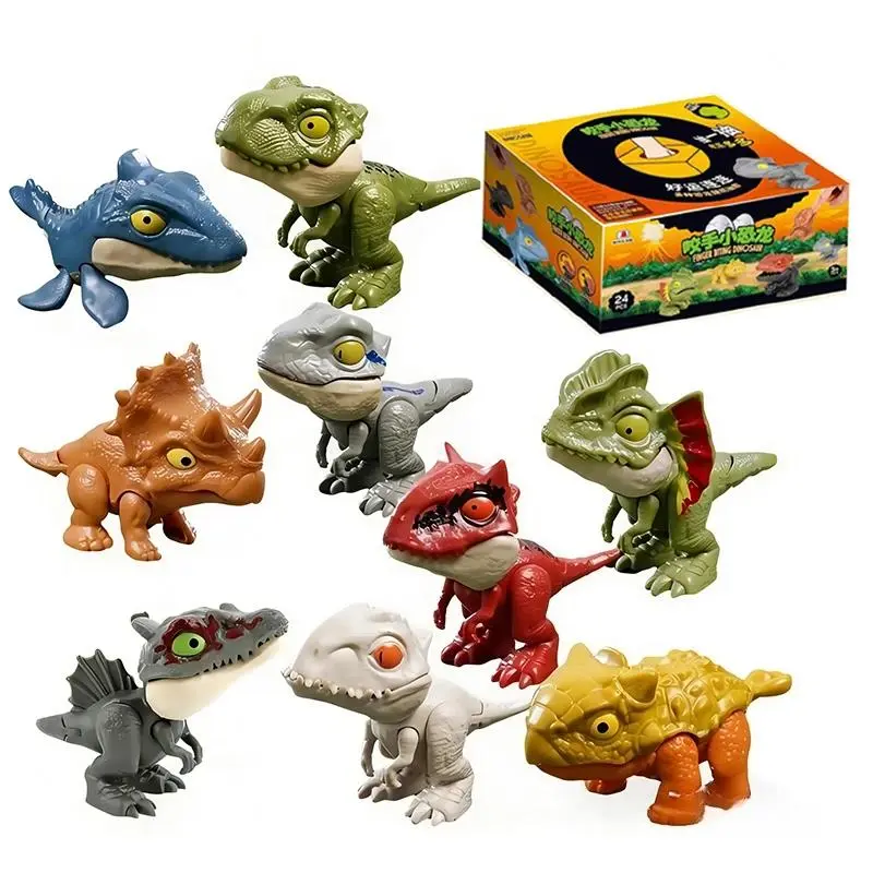 Creative Jurassic Finger Dinosaur Triceratops Tyrannosaurus Model Toys Whimsical Figurines Figures for Kids Finger Biting Dinosaurs Interactive Toy Boy Gift Jurassic Dinosaur Models