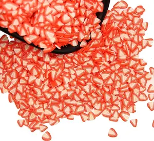 Strawberry Nail Art Slime Charms Slices, 120g/0.26LB Cute Design Tiny 3D Polymer Clay Fruit DIY Craft Supplies, Charms Glitter Making Decoration, Beautiful Arts for Nail Phone Case Bracelet