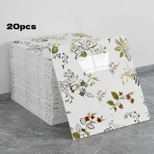 20 pieces of waterproof PVC shower wall panels made of marble, ready to be pasted directly. Bathroom splash-proof tiles. Suitable for bedrooms and kitchens. 30 cm x 30 cm (flower pattern, 19.4 square feet)