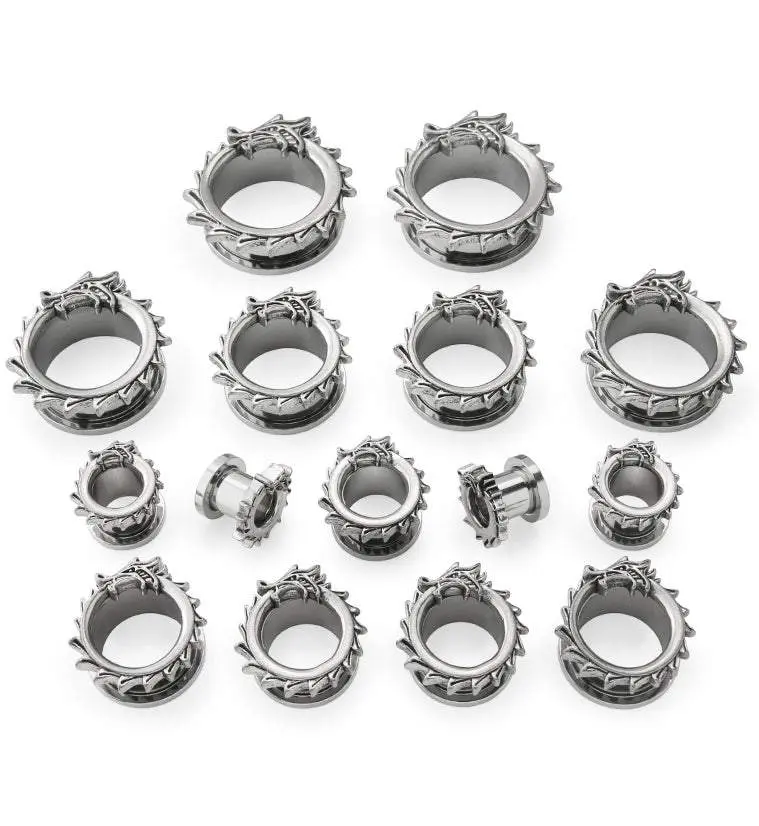 Dragon Wrap Stainless Steel Tunnel Plugs