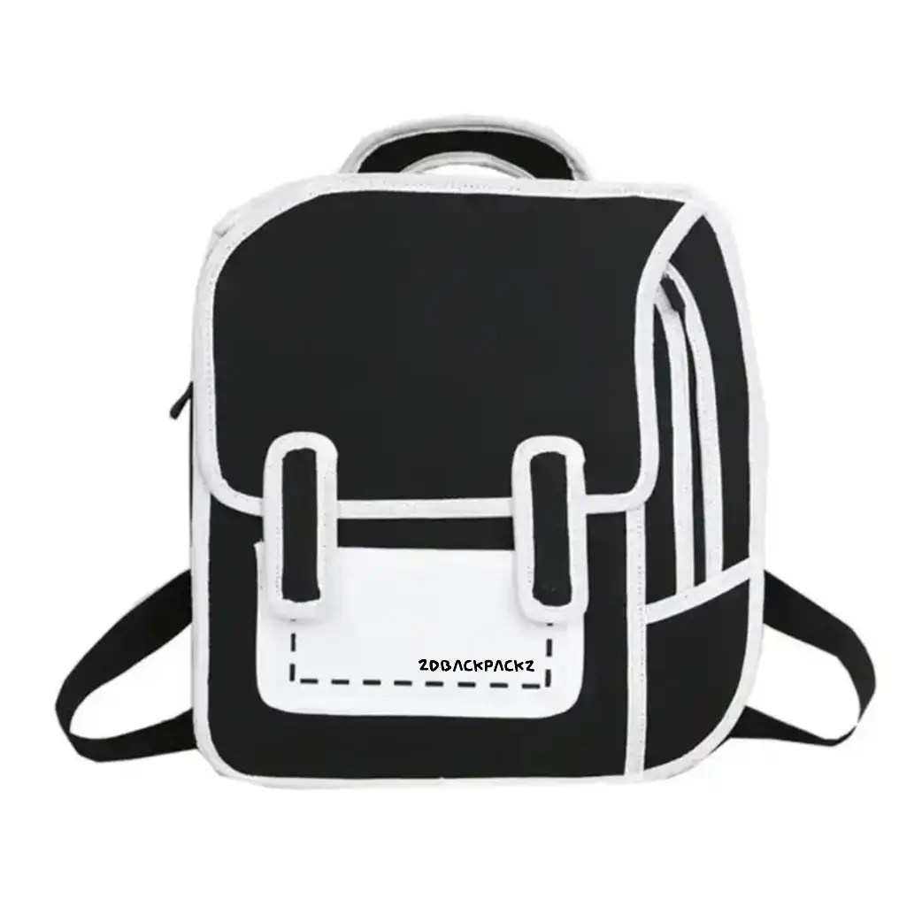 Black 2D Backpack by 2DBackpackz Cartoon Backpack Toon Pack Anime
