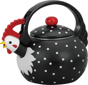 Supreme Housewares Rooster Whistling Tea Kettle (Teteras), Enamel on Steel Teapot for Stove Top, Cute Farmhouse Kitchen Accessory, 1.6 Quart