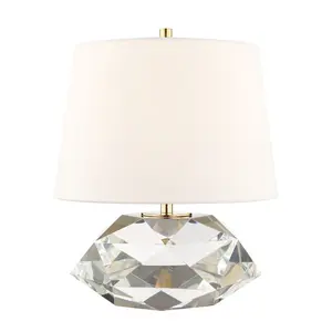 Large Henley Table Lamp With Multifaceted Crystal Base And Belgian Linen Shade