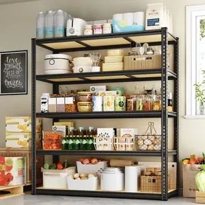 【 2500 lbs】Storage Shelving,35.5"W x 16"Dx 72"H,5-Tier Adjustable,Heavy Duty Garage Shelves Metal Organizer Utility Rack, Black, 72"H x 35.5"W x 16"D H for Kitchen Pantry Basement Bathroom Laundry