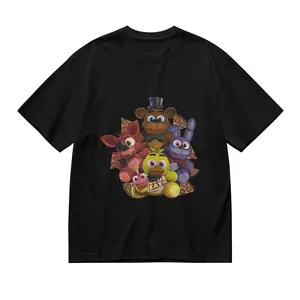 Five Nights at Freddy's Character Group T-Shirt, FNAF Freddy Bonnie Chica Foxy Tee, Casual Soft Cotton Top For Gamers