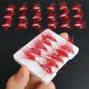 5/10Pcs-10# Winged Elk Caddis Red Artificial Fishing Lures Bait|Dry Flies Fishing For Trout flies Bait Lure-With Flies Box Fishing Lure Kit Material Artificial Feather&Rayon Fishing Lure Set