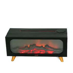 3D Realistic Look Fireplace Flame Humidifier - USB Plug Powered, Compact (About 20x7x7cm), Auto Shutoff, Portable Long-Style Home Bedroom Ambient Night Light Air Aromatherapy Diffuser